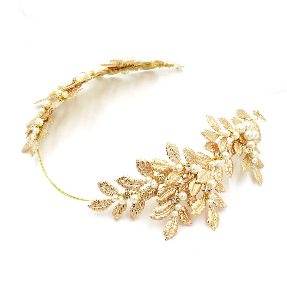 Chiesa della dea greca Gold Laurel Leaf Adabina Greciana Crown Bridal Pearls perle da damigella d'onore damigelle damigelle regalo W010453671368877