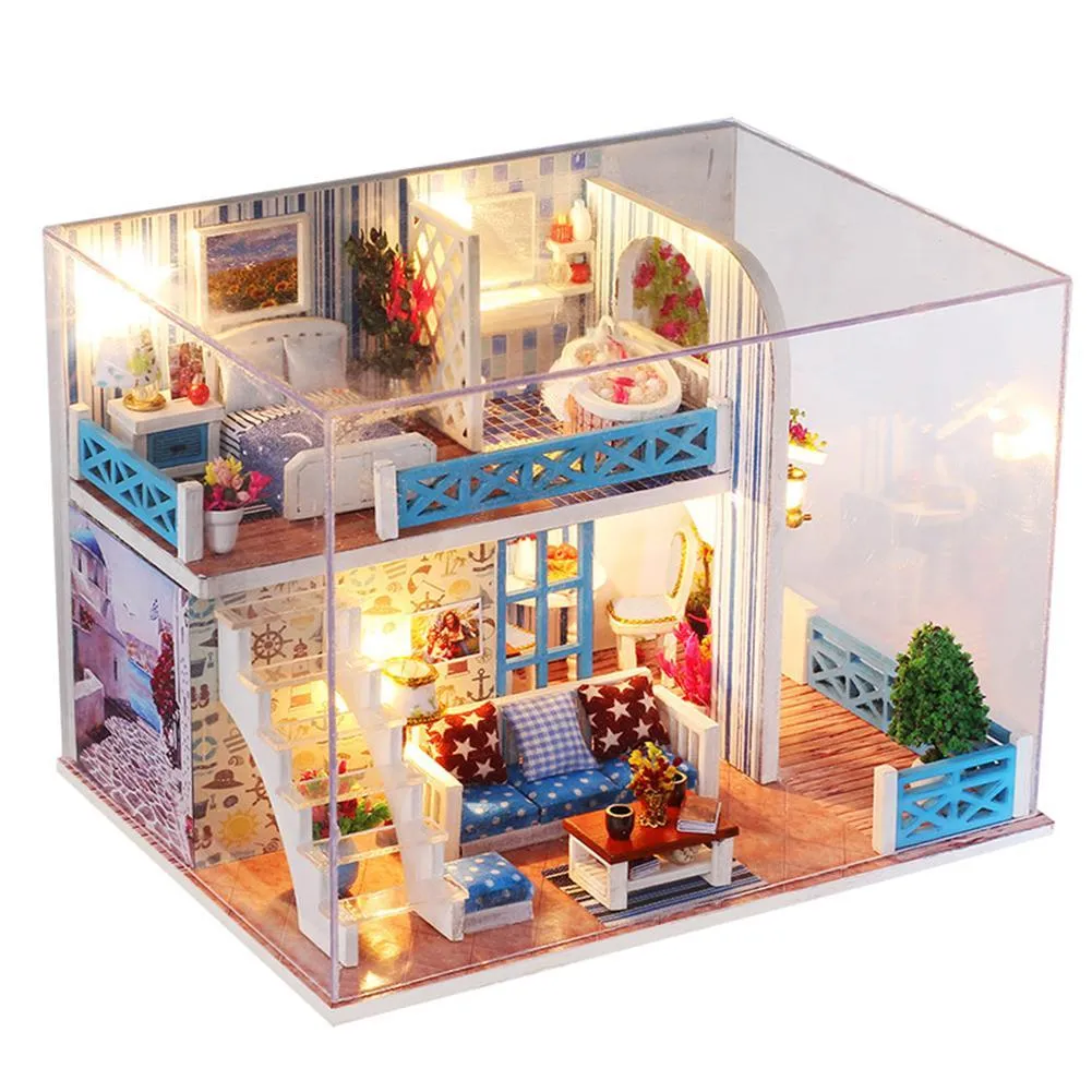 1セットかわいいDIYドールハウスミニチュア家具キットおもちゃアセンブリビルディングドールハウスおもちゃのおもちゃ誕生日プレゼント208642910