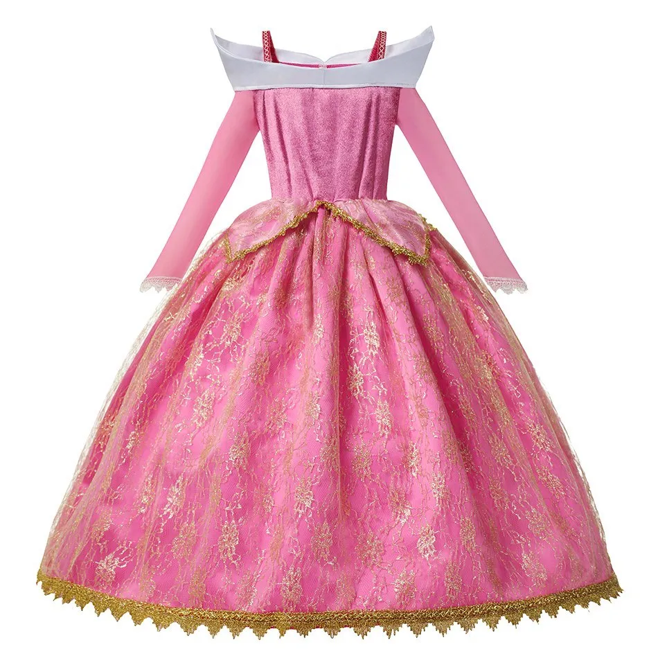 MUABABY – Costume de princesse la belle au bois dormant pour filles, robe de soirée de concours à manches longues, frocs fantaisie pour enfants 3-10T F1130