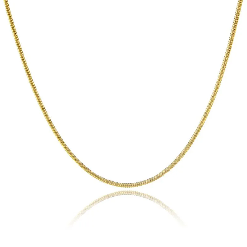 Pendant Necklaces 1 2mm 24K Pure Gold Color Chains Necklace Snake Chain For Men Women Luxury Wedding Jewelry High Quality1308t