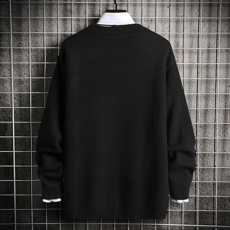 Singleroad masculino suéter de malha de inverno anime jumper harajuku japonês pullover coreano preto suéter preto para homens 201126