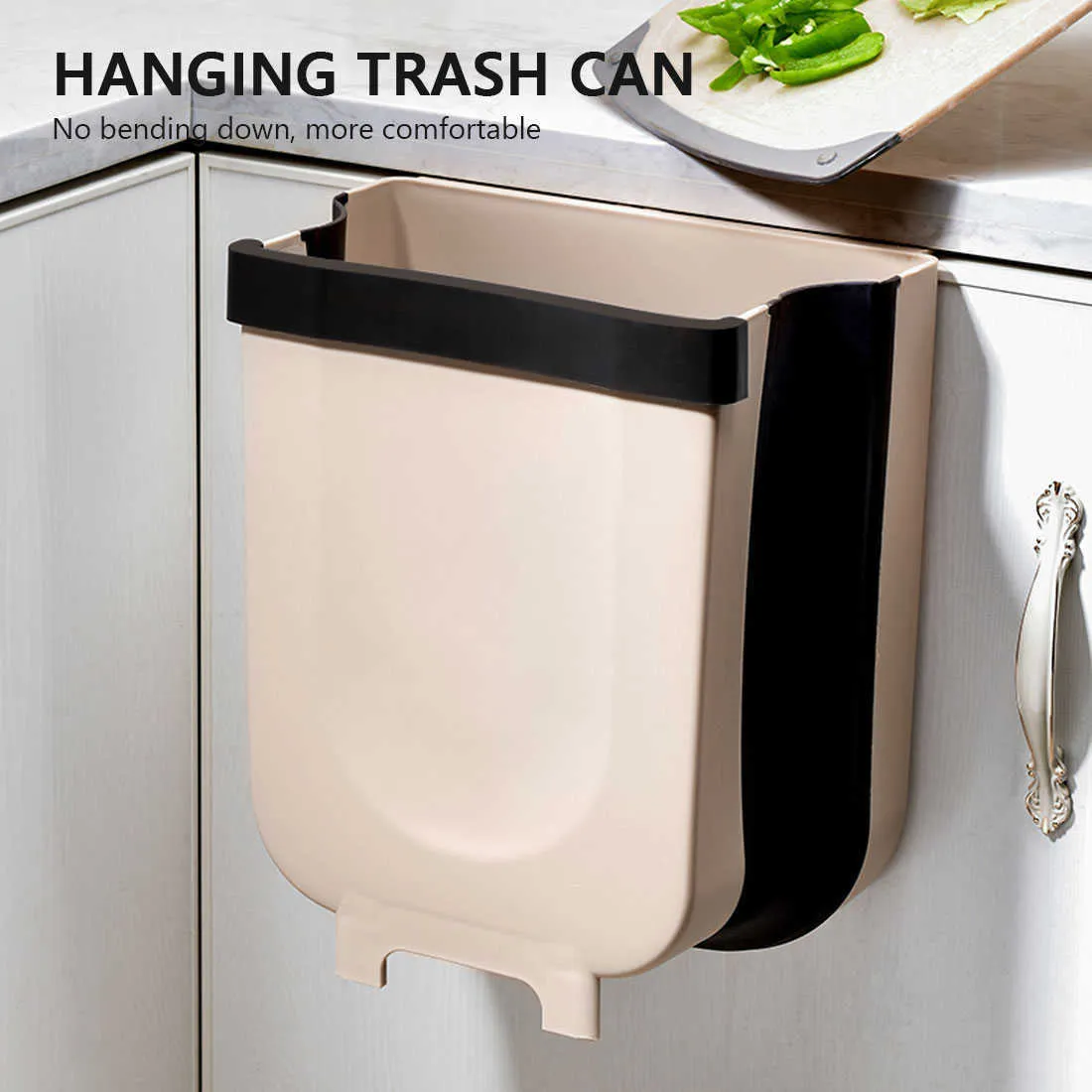 9L Folding Waste Bins Kitchen Garbage Bin Foldable Car Trash Can Wall Mounted Trashcan for Bathroom Toilet Storage Bucket 210728