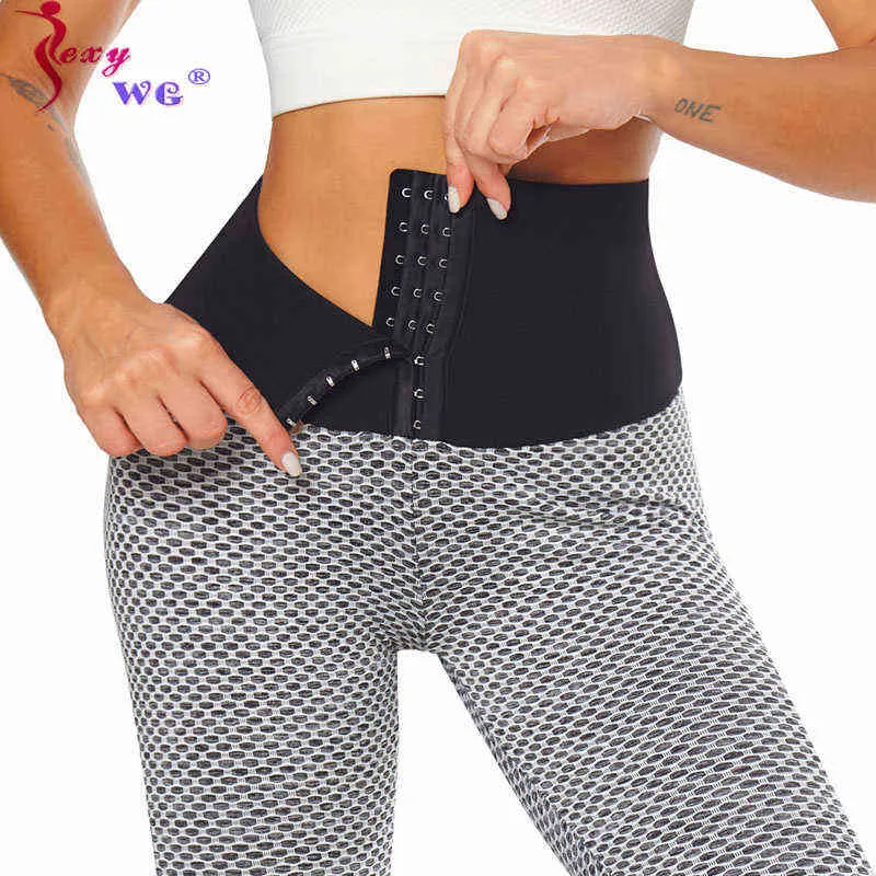 Sexywg yoga broek gym leggings dames hoge taille fitness pant sport naadloze haken kont lifter panty loop trainingsbroek h1221