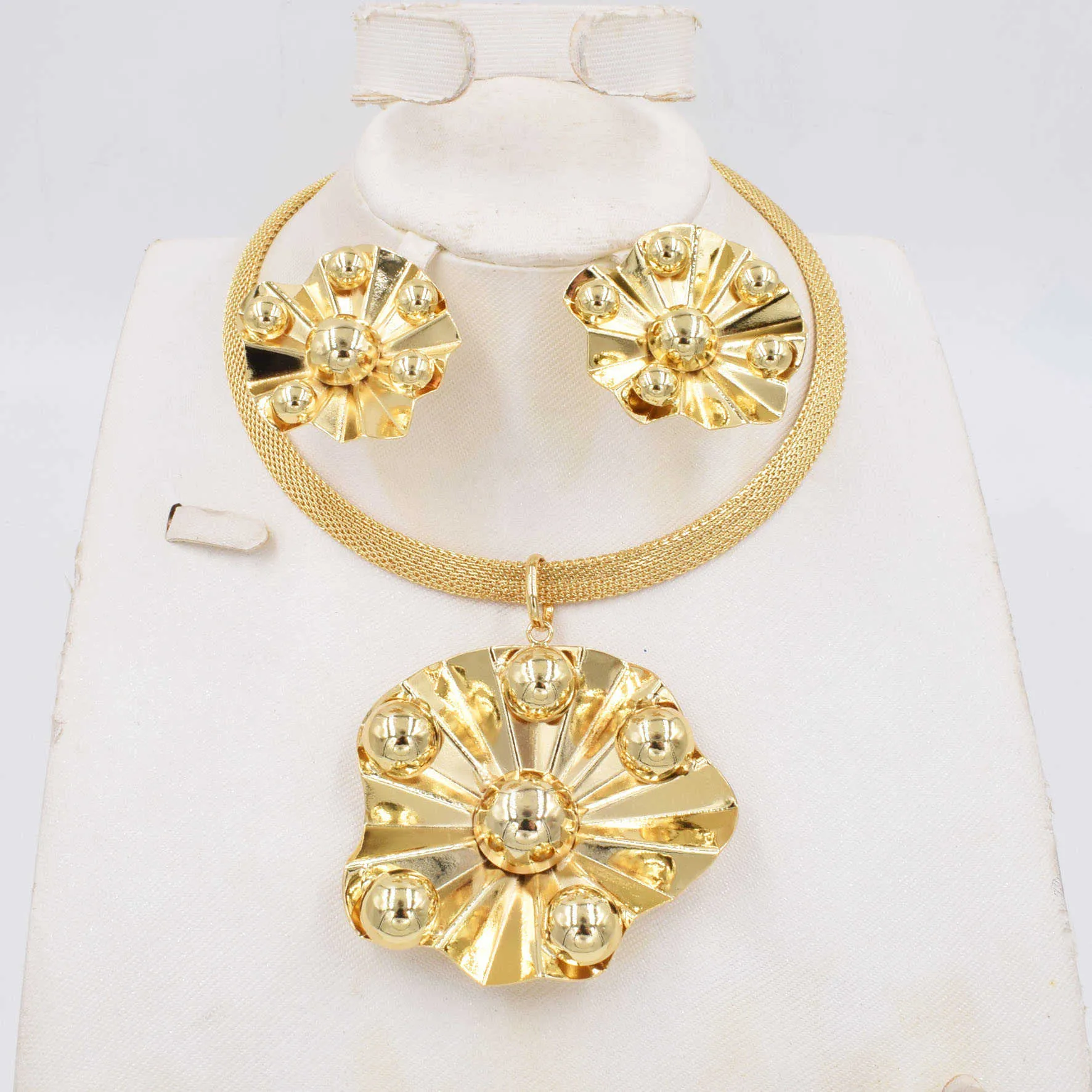 dubai gold plat High quality Fashion Africa wedding jewelry set Neckalce earring women58716871852854