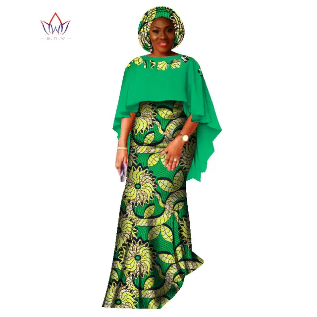 2021 neue Mode Afrikanische Anzug für Frauen Dashiki Crop Rock und Top Afrikanische Kleidung Bazin Headtie Plus Größe Rock Set WY1618
