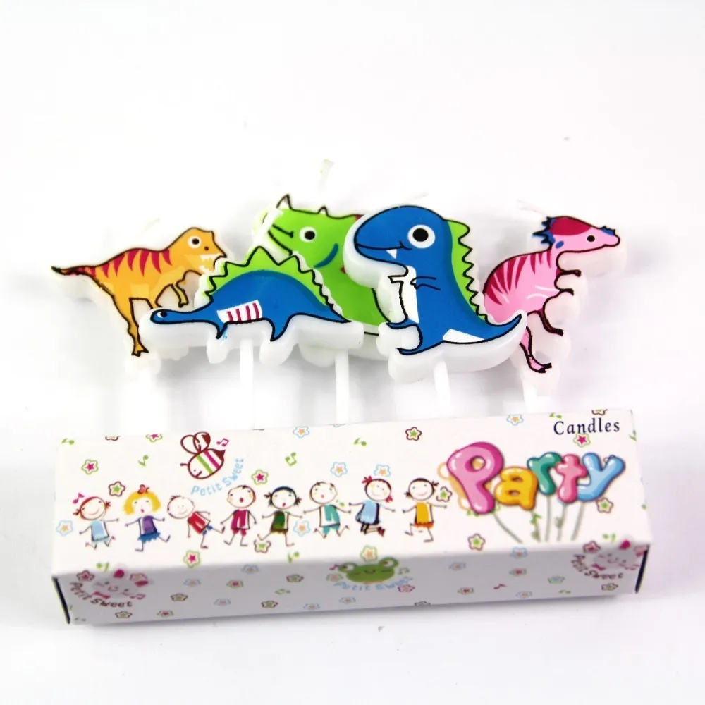 Cake Decor Dinosaur Boys Cartoon Candle Happy Birthday Party Supplies Children favor for Topper Cupcake cake Decoration Y200618