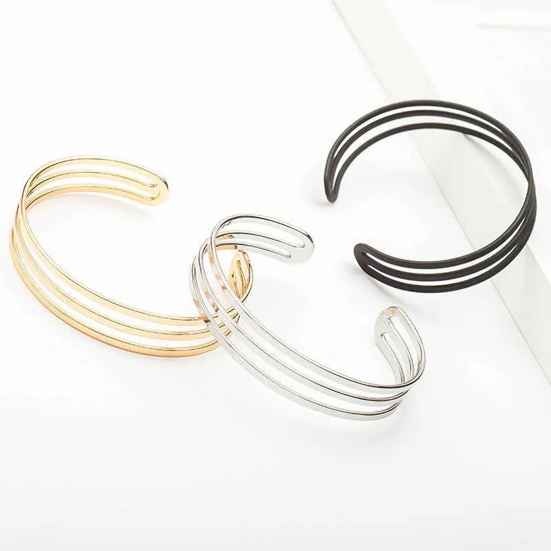 Isinyee Fashion Arm Cuff Open Bangles Bracelets Manchette for Women Gold Silver Plated Statement Jewelry Gifts Wholesale Q0719