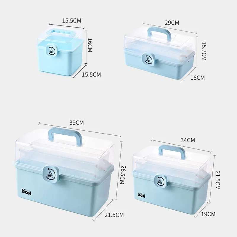 Boîte à médicaments Kit de premiers secours Portable boîte de rangement en plastique organisateur de stockage familial multifonctionnel avec poignée grande capacité 210315261n