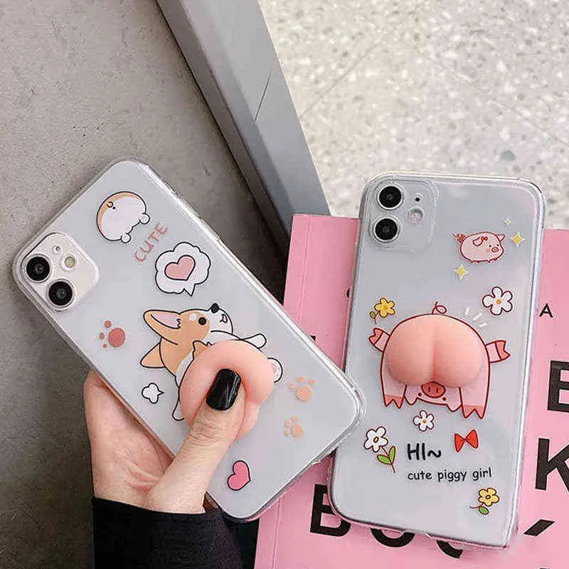 Niedlicher Butt Squishy Toy Phone Hülle für Samsung Galaxy S9 S10 S20 Plus S21 A50 A51 A71 A11 A21S A12 A32 A52 A72 Soft Cover Y10286308378