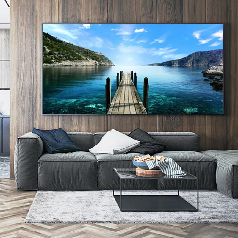 Old Wood Bridge Poster Canvas Painting Wall Art Pictures for Living Room Sea Lake Scenery Prints Sky Sunset Modern Home Decor