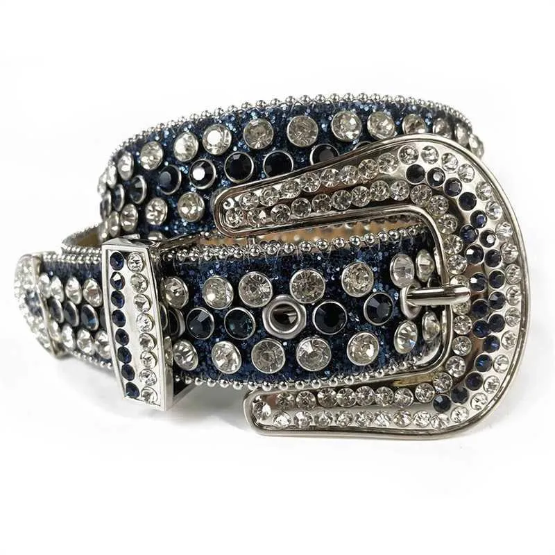 Large Size Rhinestones Belts Western Cowgirl Cowboy Bling Crystal Studded Leather Belt Removable Buckle For Men Women 250c