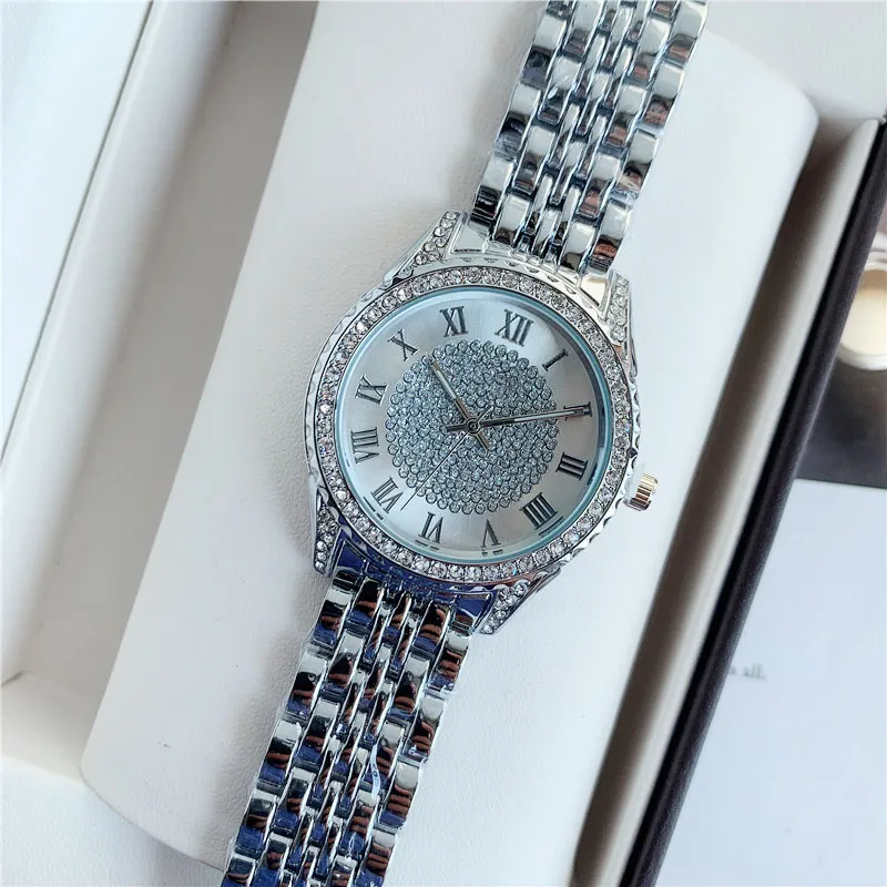 Brand Watches Women Girl Beautiful Crystal Diamond Style Metal Steel Band Quartz Wrist Watch X198