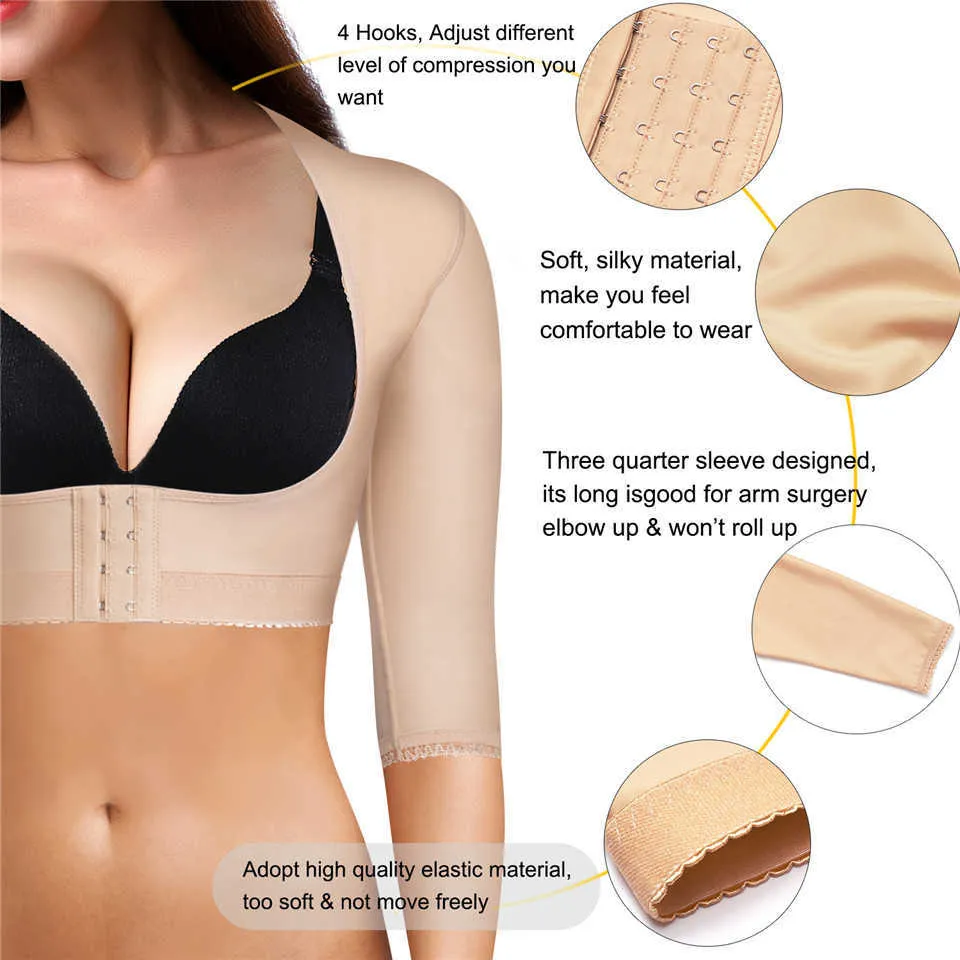 Junlan Women Arms Slimming Shaping Tops For Back Fat Reducing Hooks Body  Control Shapers High Elastic Bust Lifter Shapewear From 62,77 €