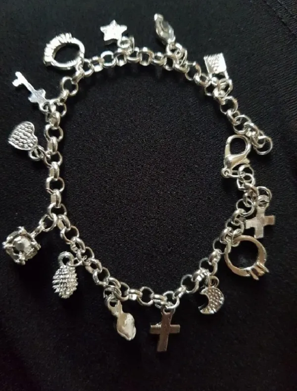 Fashion Jewelry 925 Sterling Silver Moon Love Cross Charm Chain Bracelets Charms for Men or Women Fine Gift225K