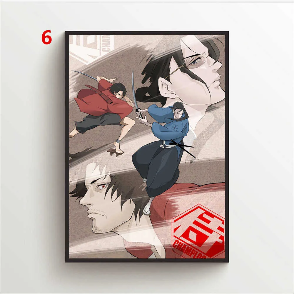 Plakaty Anime samuraj Champloo Mugen Jin Kasumi plakaty ścienne obraz na płótnie dekoracje ścienne zdjęcia artystyczne do pokoju dziecięcego Deco Y0927