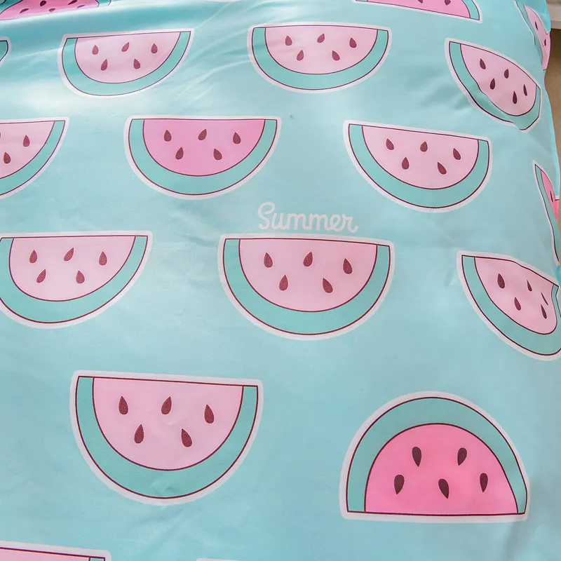 Ny vattenmelon sängkläder uppsättning duvet täcker satsar bedshetta pillowcaes sängkläder blomma sängset full storlek sängkläder för flicka 150x200 cm 210309