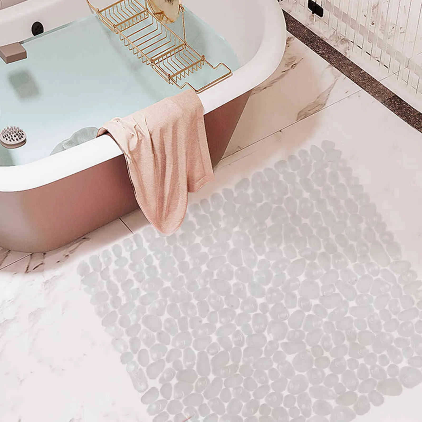 Tapis de sol de salle de bain Pebble Design tapis carré antidérapant bain douche baignoire PVC Pad, 211109