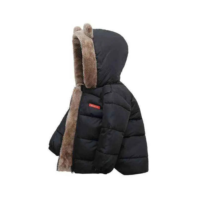 Winter Kinder Warme Baumwolle Jacken Mädchen Kleidung Kinder Babys Fleece Kragen Mäntel Baby für Jungen Outer 211027