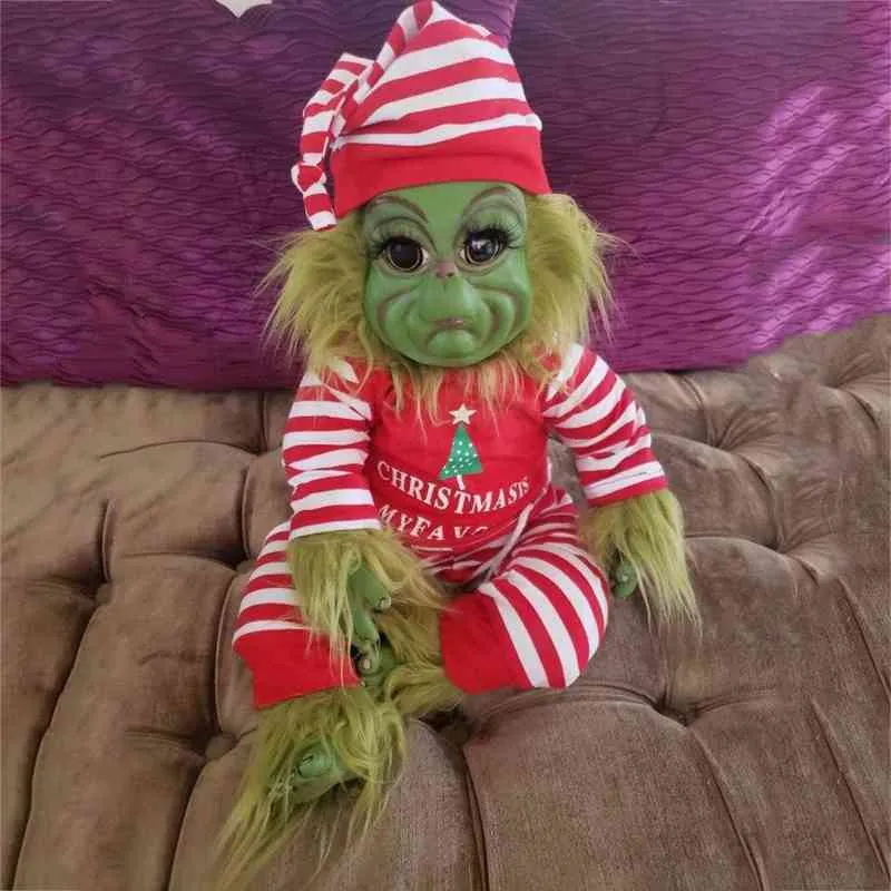 Bebek Sevimli Noel 20 cm Grinch Bebek Dolgulu Peluş Oyuncak Çocuklar İçin Ev Dekorasyonu Hediyeler Navidad Dekor9174503