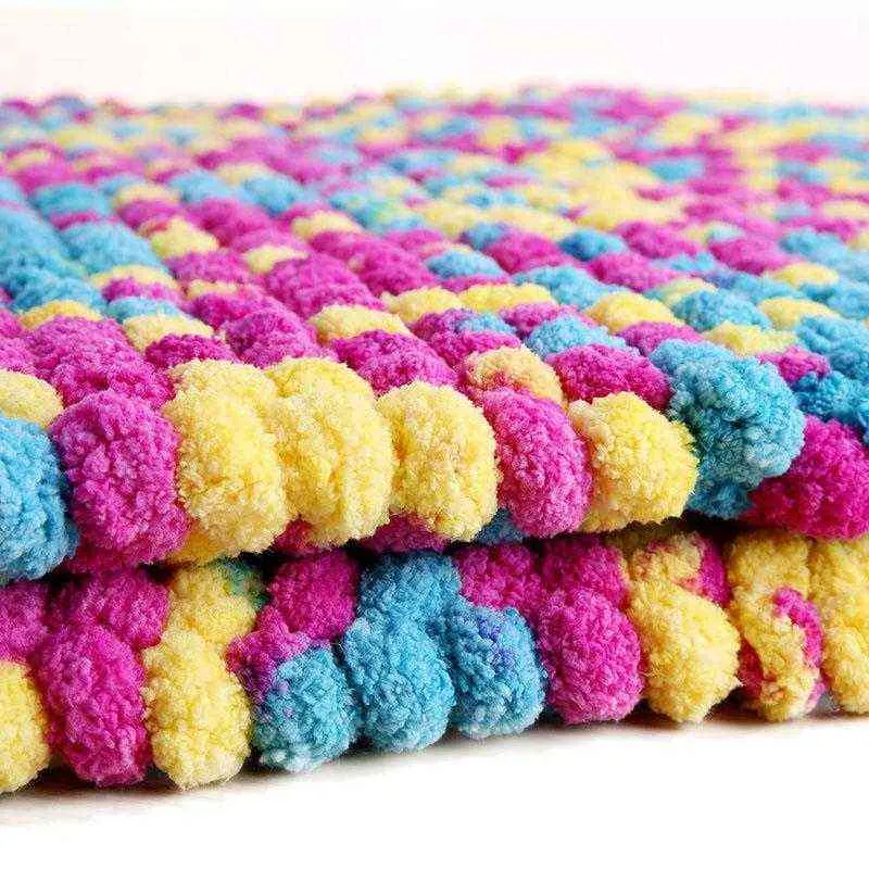 gros gros laine épaisse grand doux arc-en-pom fil à tricoter à la main fil au crochet bricolage couverture coussin coloré pompon fil FZ27 Y211129