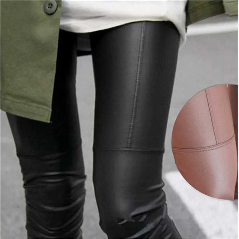 2020 Autumn PU Faux Leather Leggings Women Black Skinny Pants Female Korean Slim Ladies Plus Size Pencil Leggins S-4XL Q0801