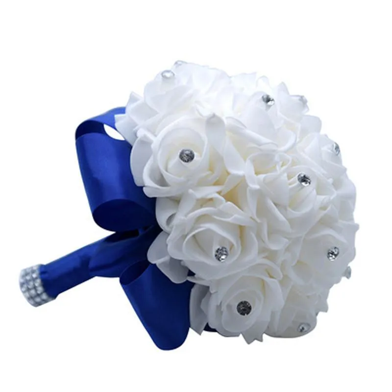 Bröllopsblommor PerfectLifeoh de Noiva Rose Bridesmaid Foam Bridal Bouquet Ribbon287m