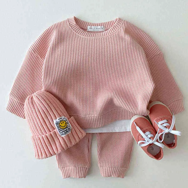 Toddler Baby Girl Boy Clothes Set solidi s Abbigliamento manica lunga Bambino Abiti casual 211224