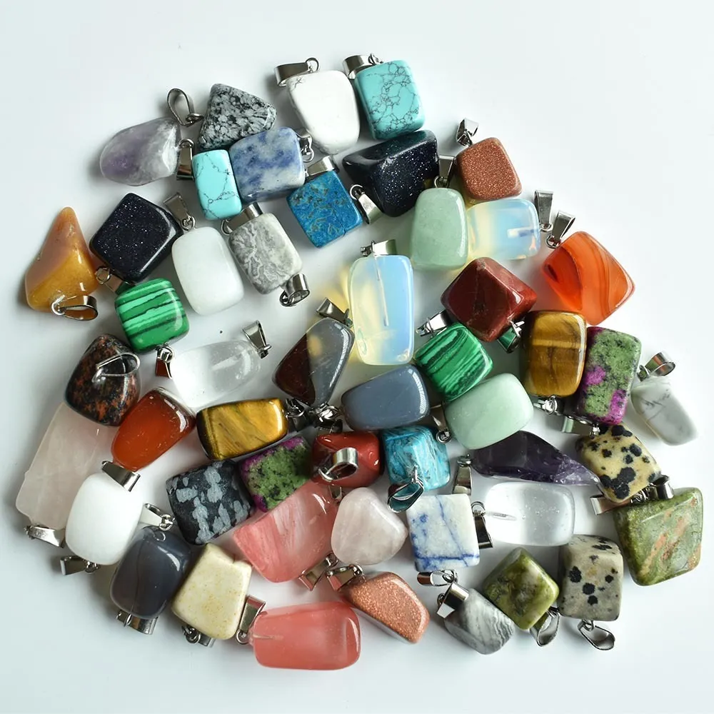 Pendentifs en pierre naturelle assortie, de 50 pièces, 2020 ing, tendance, mélange de pierres naturelles, forme irrégulière, breloques, bijoux