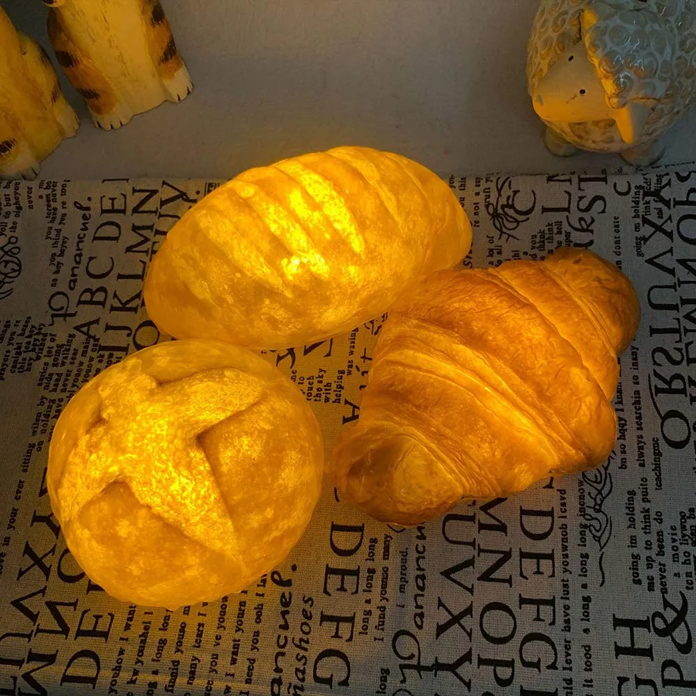 Creative 3D Croissant Night Night Lampada batteria a forma di pane a forma di fulmine la camera da letto bambini ristorante Bakery Shop2543