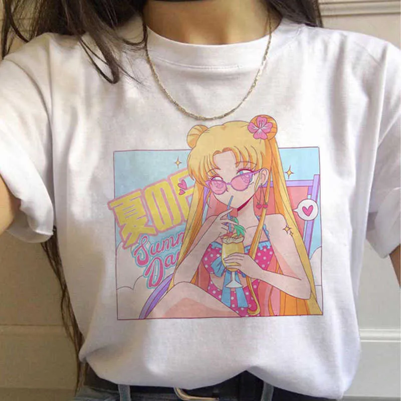 Fixsys Harajuku Ullzang Tshirt 90. Zabawna Czarna T Shirt Estetyczna Kot Anime Kobiety Kobiet Koszulka Kawaii Topy Tee X0527