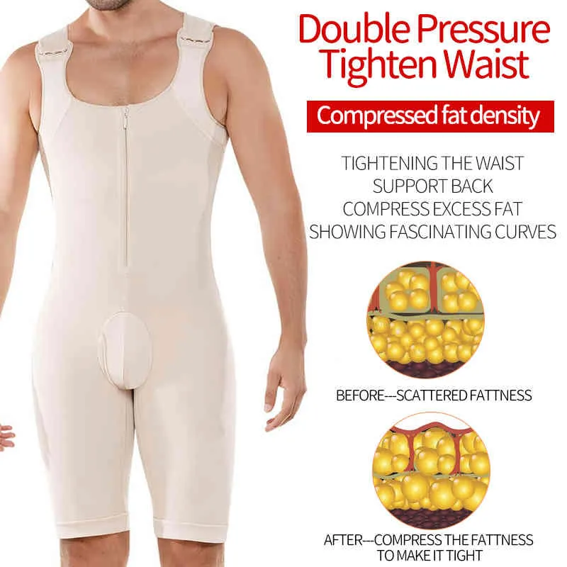 Body Shapewear da uomo Controllo della pancia Compressione Dimagrante Full Body Shaper Allenamento Abs Addome Biancheria intima Taglie forti Cavallo aperto