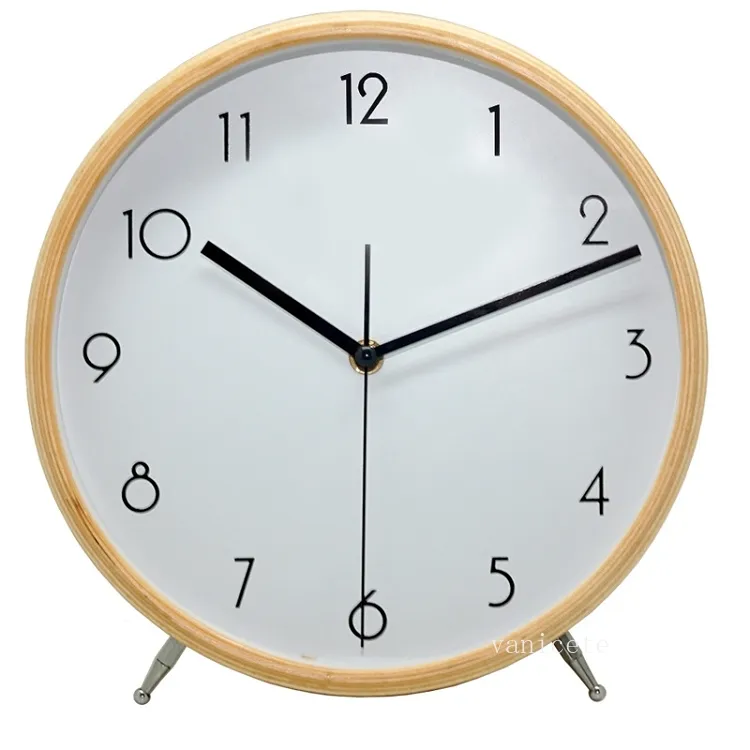 European Wooden Table Clocks mute living room simple decoration desktop creative art solid wood alarm clock T2I52732