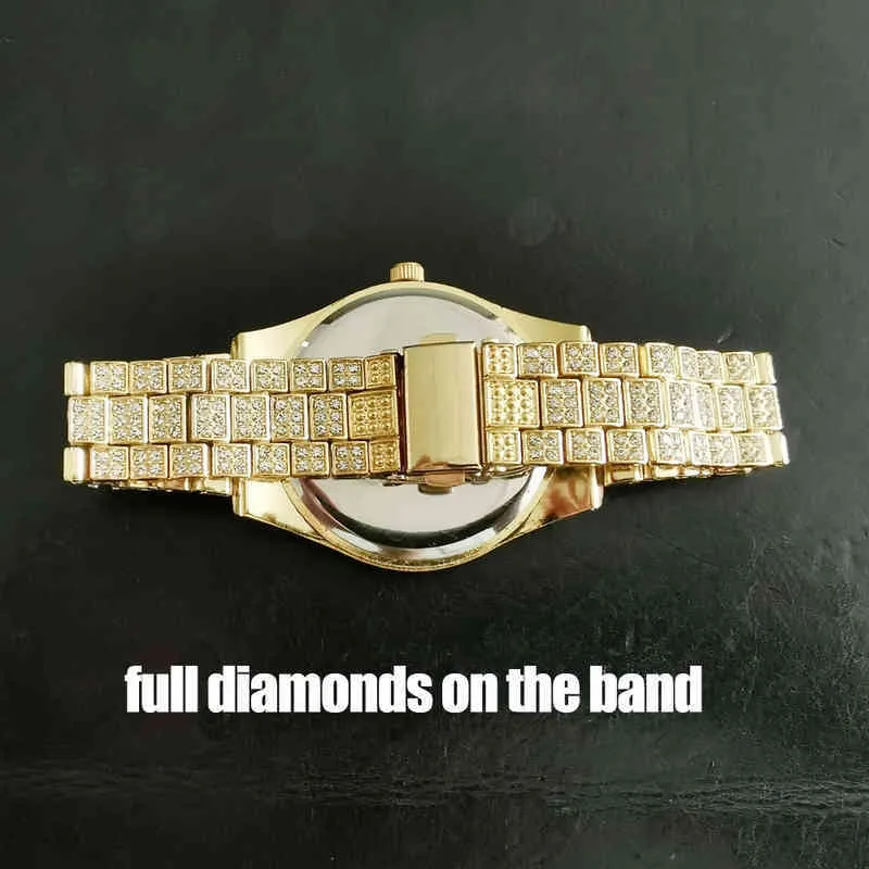 Relojes de circonía cúbica helada Fashion Hip Hop Fashion de alta calidad AAA Diamond de acero inoxidable Reloj For Men283v