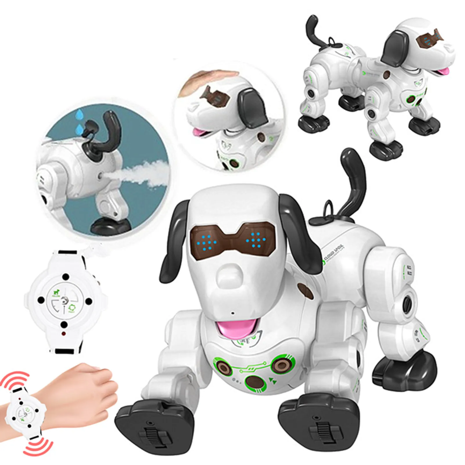 Animales electrónicos para mascotas, Perro Robot RC, Control remoto por voz, juguetes para bailar, caminar, Perro inteligente, Robots para niños, juguetes RC