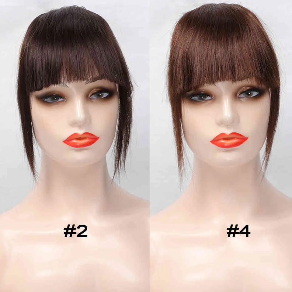 Naturlig Human 3 Clips 3D Blunt Cut Overhead Bangs Clip In Hair Extensions Non-Remy 2,5 