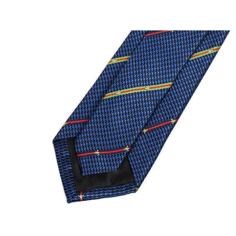 Marque rayé 7CM affaires cravate pour hommes mode luxe mâle robe costume bleu cravate fête mariage avec boîte-cadeau