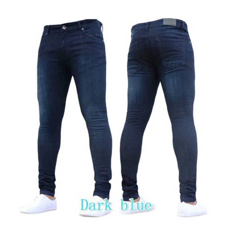 Hot Mens Skinny Jeans 2020 Super Skinny Jeans Män Non Ripped Stretch Denim Byxor Elastisk Midja Stor Storlek Europeisk Långbyxor X0621