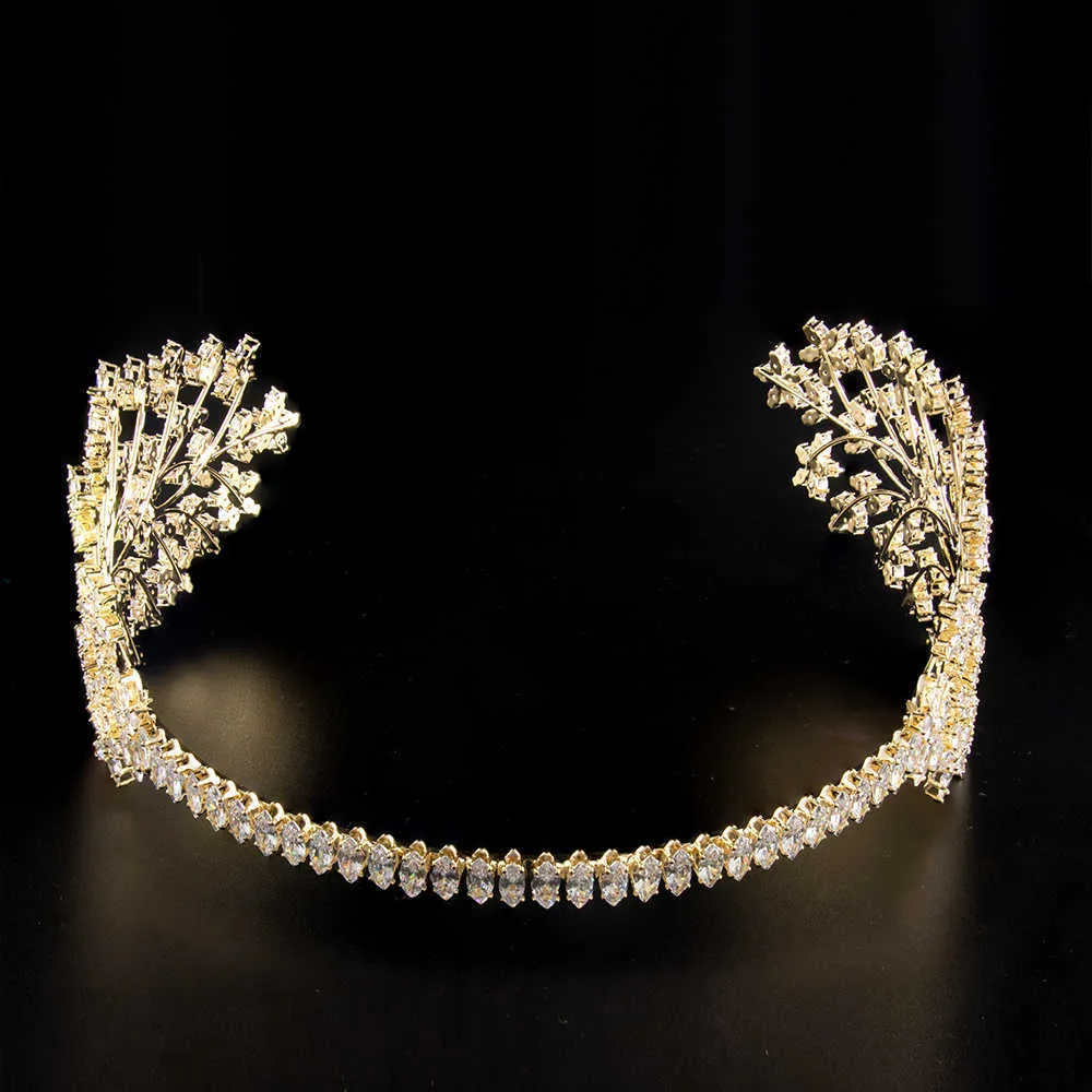 Handmade Cubic Zirconia Bridal Wedding Soft Headband Hairband Tiara Hair Jewelry Accessories Hairpieces Headwear 210707