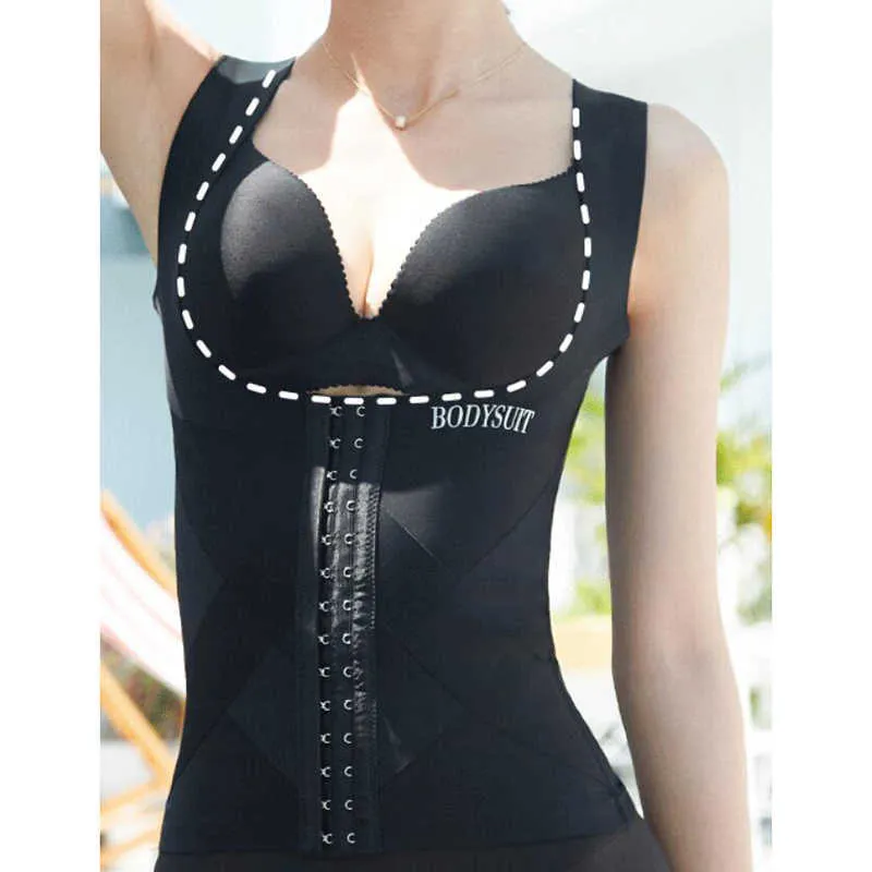 Women Bodysuit Sleeveless U Shape Slim Body Shapers Tops Trainer Waist Cincher Bodyshaper