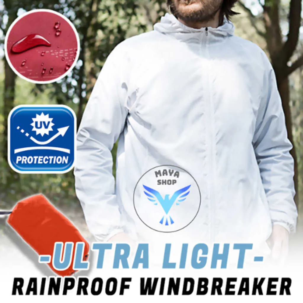 Куртка мужчин женщин повседневная ветрозащитный ультраслый дождевой веткой топ 4XL плюс размер конфеты с капюшоном color x0710