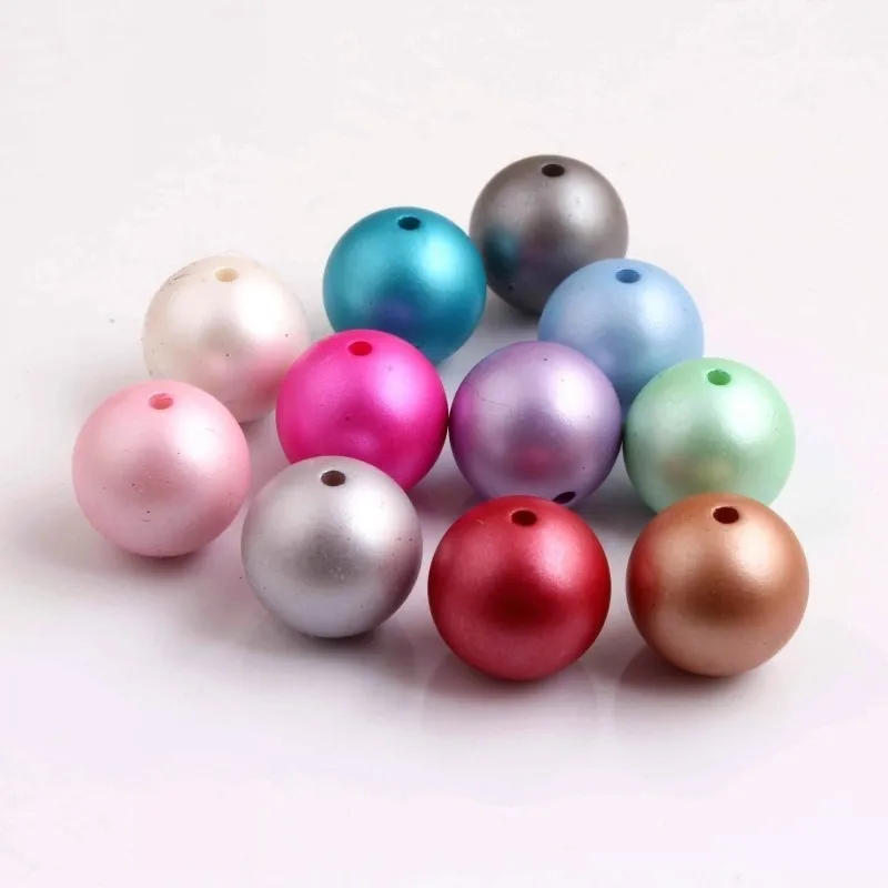 Oykza färgglad akrylimitation pärlmatt pärlor för chunky mode halsband smycken leverans 10mm 12mm 16mm 20mm T200323307w