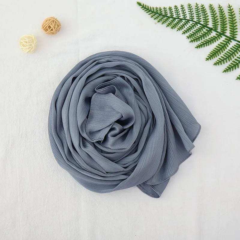 Luxury Designer Satin Chiffon Hijab Scarf Women Muslim Fashion Crinkle Shawl Big Size Wrinkle Women's Scarves Turban Bandana 304o