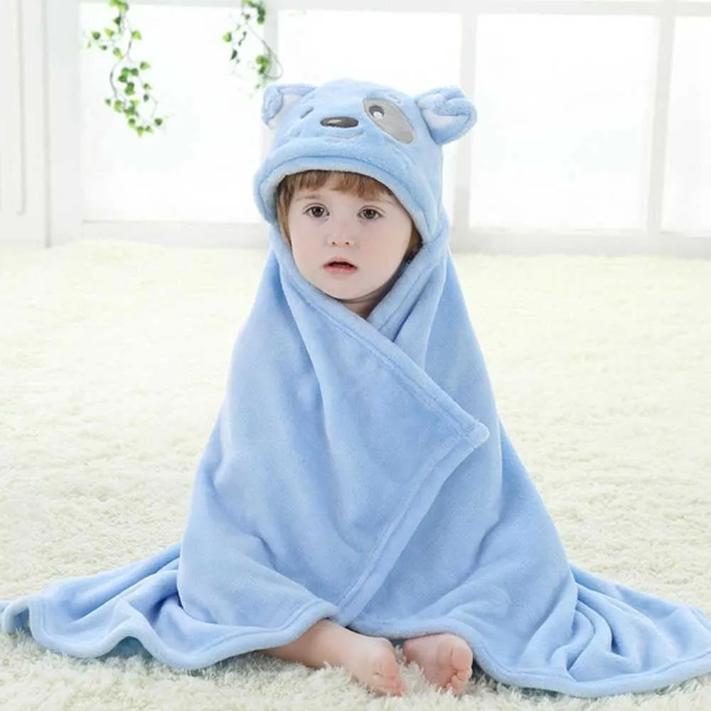 Miękka kreskówka Kapturem Bathrobe Cute Animal Babies Koc Kwadratowy Kąpiel Wrap Swaddle Born Cloak Ręcznik 210728