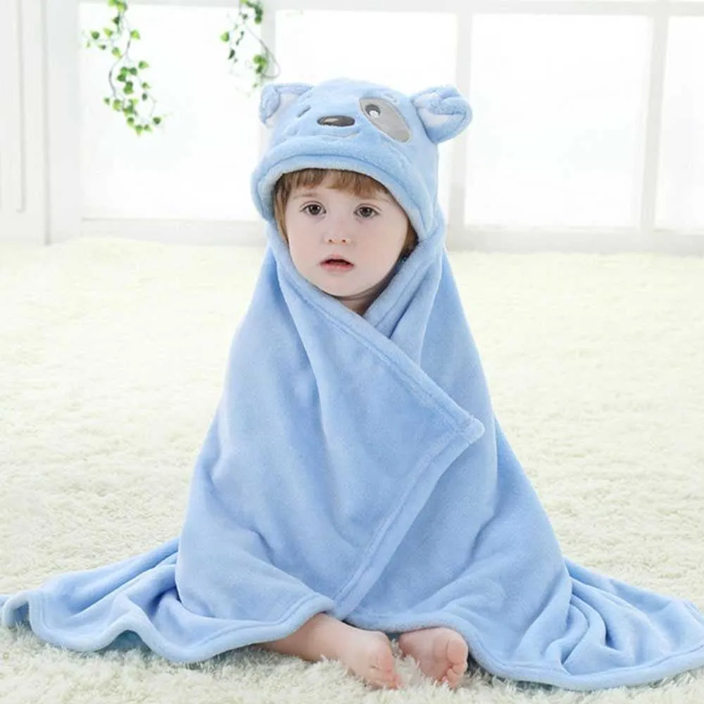 Soft Cartoon Hooded Baby Bathrobe Leuke Dierlijke Baby's Deken Vierkant Bad Wrap Swaddle Born Cloak Handdoek 210728