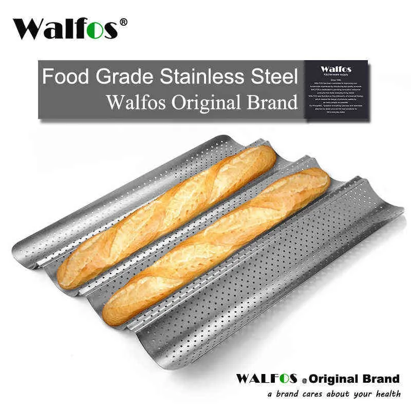 WALFOS marque 100% acier au carbone de qualité alimentaire 4 rainures 2 rainures vague pain français plateau de cuisson pour baguette moule de cuisson Pan 211110