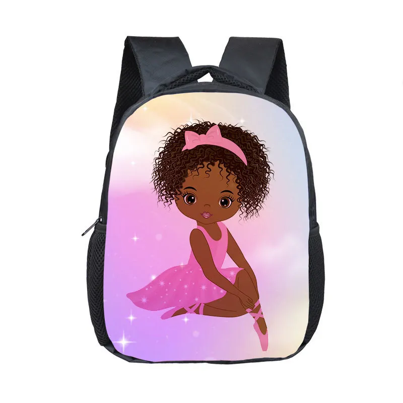 Linda pequeña bailarina afroamericana bailando mochila niños bolsas escolares afro niña boobag niños jardín de infantes bolsa de niño 220212