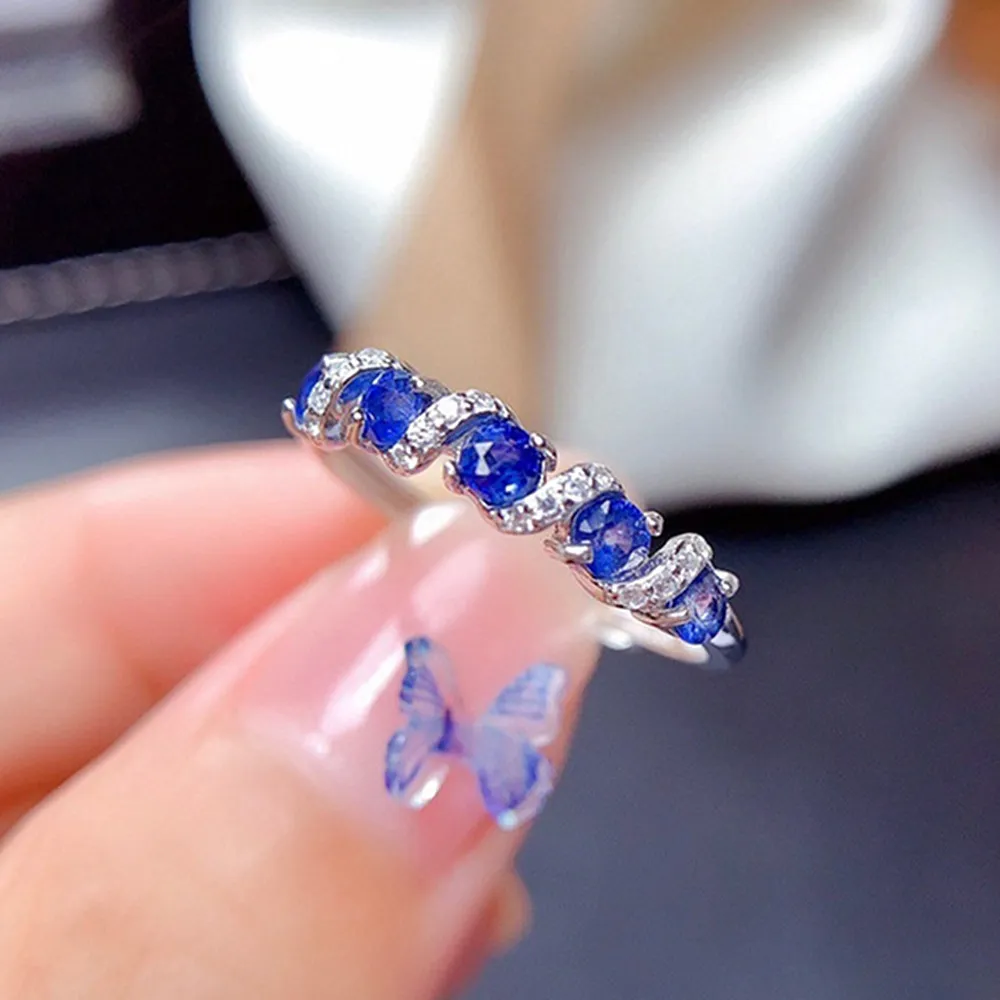 Moda chique pequeno azul cristal topázio gemstones zircon diamantes anéis para mulheres menina branco ouro prata cor jóias bijoux presente