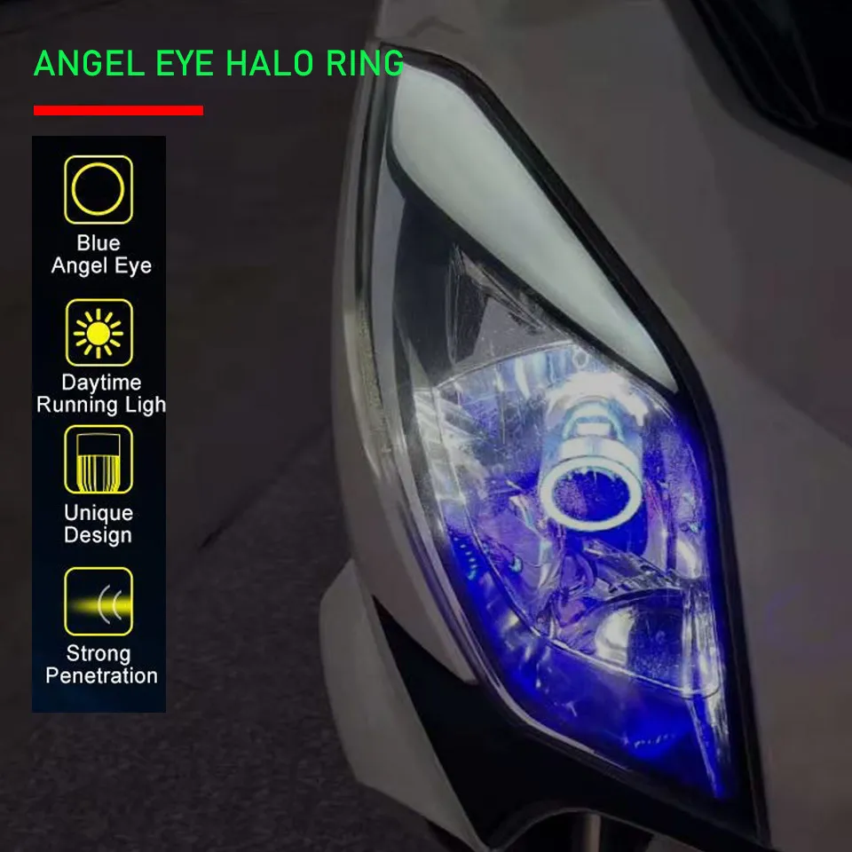 Plugplay 30W 3200lm LED H4 Autoscheinwerfer Hallo-Abblendlicht HS1 P43T Motorrad Auto Roller Licht Angel Eye Blau Weiß 6000K 12/24V