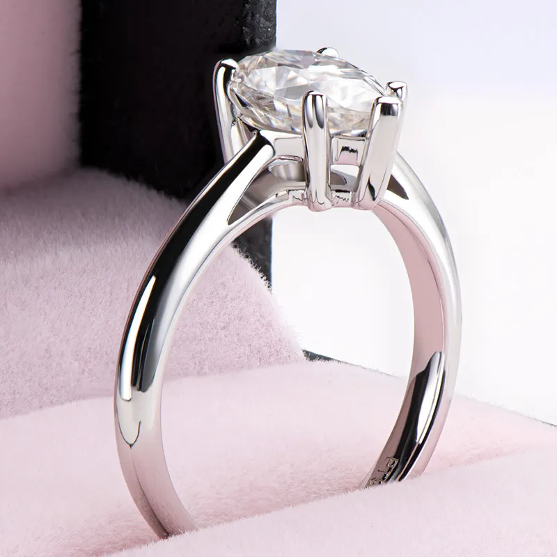 LESF prata 925 2 quilates corte pêra noivado feminino anel de casamento diamante sintético presente joias requintadas