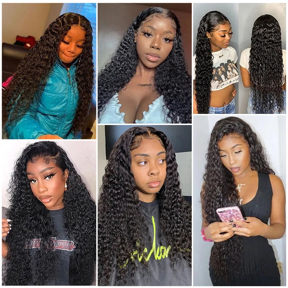 4x4 HD Lace Closure Frontal Wig Brazilian Curly Remy Human Hair Pre Plucked 150 Density